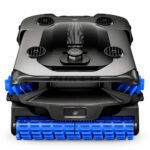 Black and Blue Robotic Pool Cleaner with Automatic Cleaning Brushes