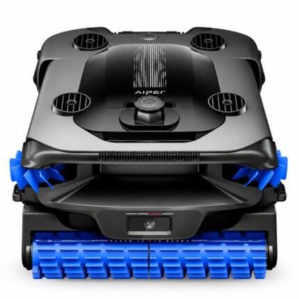 Black and Blue Robotic Pool Cleaner with Automatic Cleaning Brushes